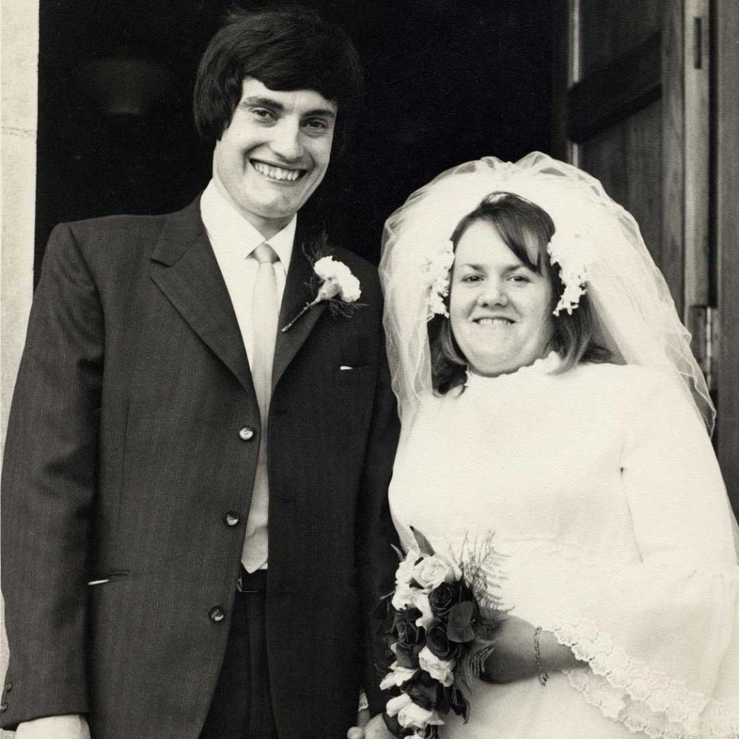 Residents John and Liz on their wedding day