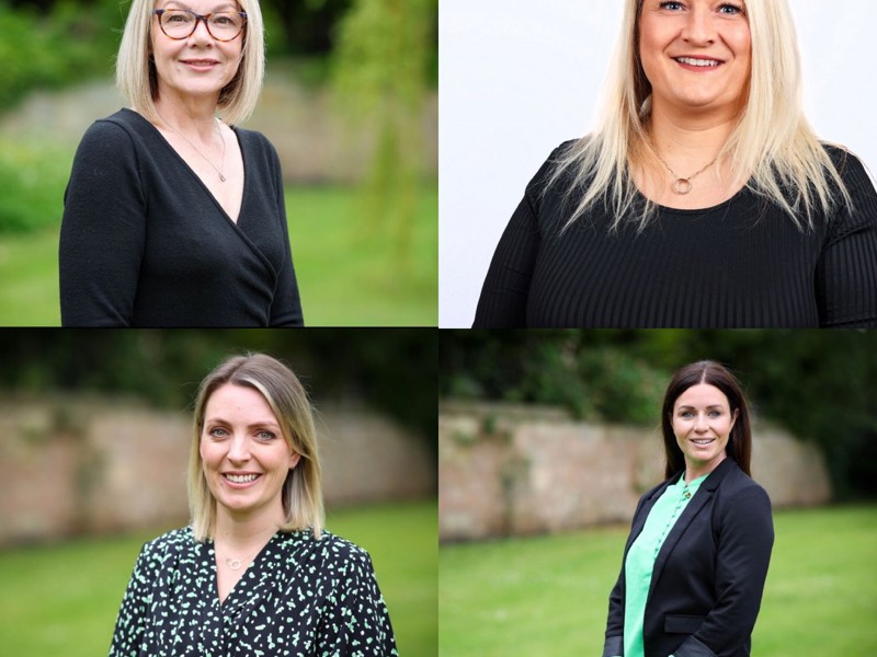 A collage of 4 headshot images compromising of Louise Barnett, Managing Director, Lynne Mekshi, Group Quality Manager, Anya Neilson, People Services Director, and Kirstene Feenan, Head of Marketing