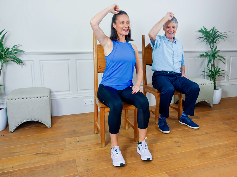 Dancesing care trainer natalie demonstrating an exercise routine available to our care home residents