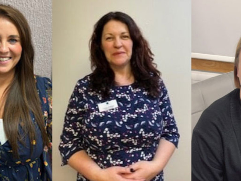 Left to right headshots of new appointments - Lynne Rennie, Cowdray Club home manager, Tracey McMillan, North Quality Manager, and Sarah Gray, Rosepark Home Manager